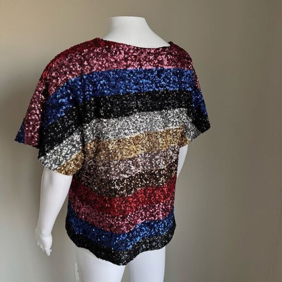 GAP Sequined Rainbow Top Size Small - Picture 4 of 6